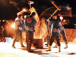 湯の里雪祭り「百八灯」